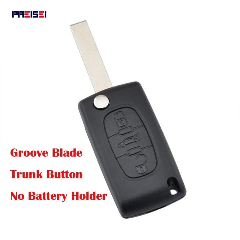 PREISEI 3 przycisk CE0523 etui z klapką obudowa pilota z klucz samochodowym kieszonka na zegarek dla Peugeot 307 407 klucz pokrywa zamienniki ostrze rowek