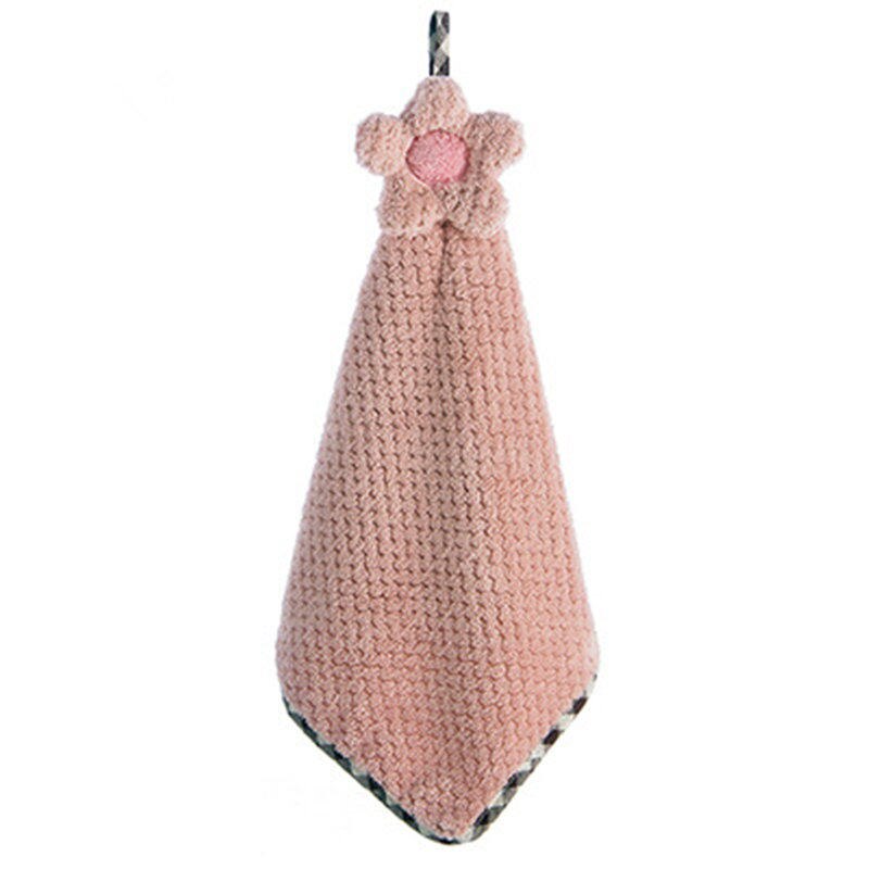 1 PC 30*28CM Coral Fluwelen Bloem Vaatdoek Handdoeken Badkamer Opknoping Handdoek Niet-pluizende Reinigingsdoekje cleaner Keuken Absorberende: Pink