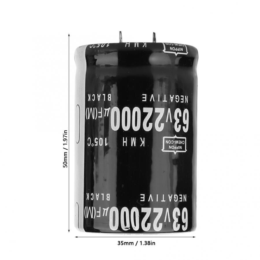 63V 22000μF Radial Dip Aluminium Elektrolytische Condensatoren 105 Graden Standaard (Sn) terminal 35X50Mm Condensator Tolerantie 20%