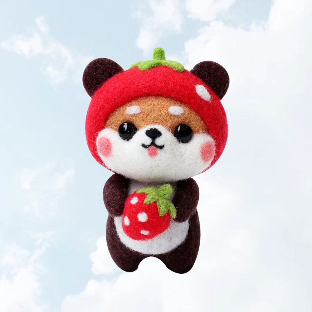 Kit de fieltro de lana para niños y adultos, Kit de aguja para manualidades de felpa de perro de dibujos animados, suministros de fieltro, manualidades de manualidades para el hogar, (Akita)