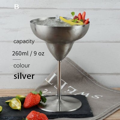 Stainless Steel Martini Triangle Cup Goblet Cocktail Glass Metal Cup Red Wine Bar Ktv Decorations: B