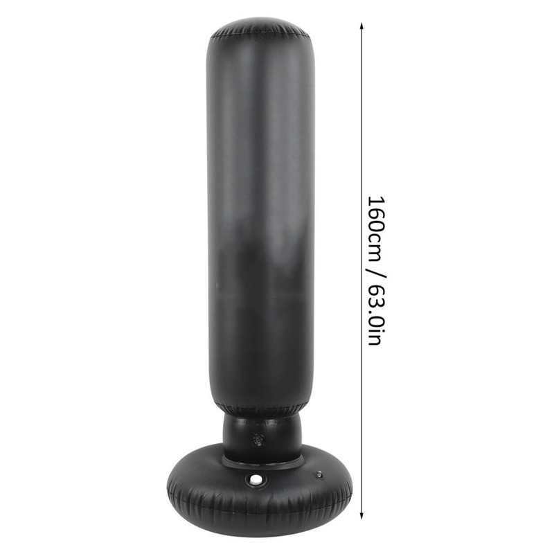 PVC Inflatable Punching Bag Column Thickening Boxing Pillar Bag 1.6m Black