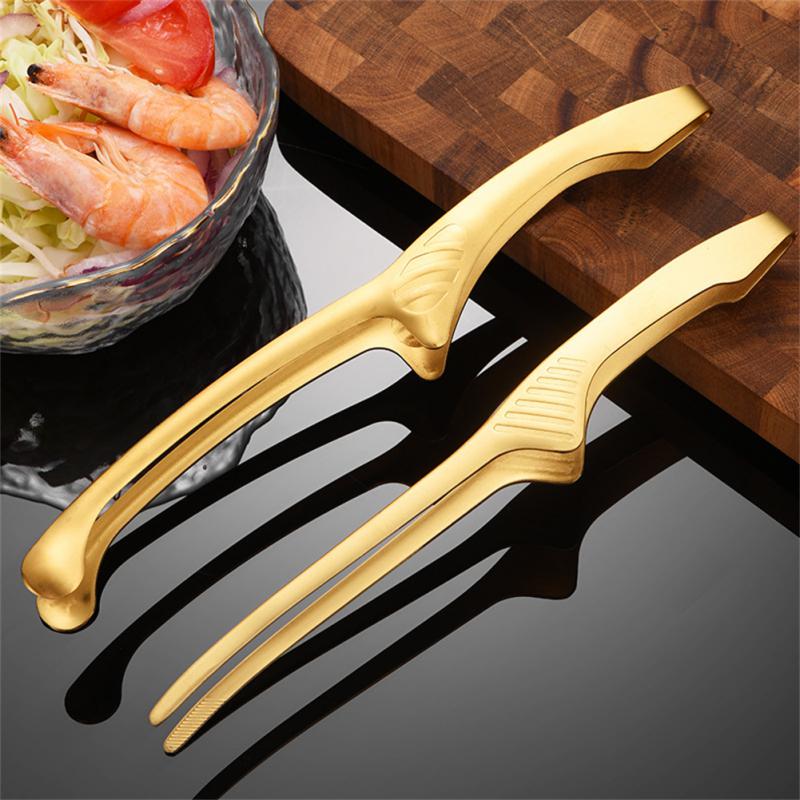 Gold Silber Edelstahl Lebensmittel Zange Koreanische Grill Zange Picknick Grill Grill BBQ Steak Klemme Backen Werkzeuge Clip Koch Zange