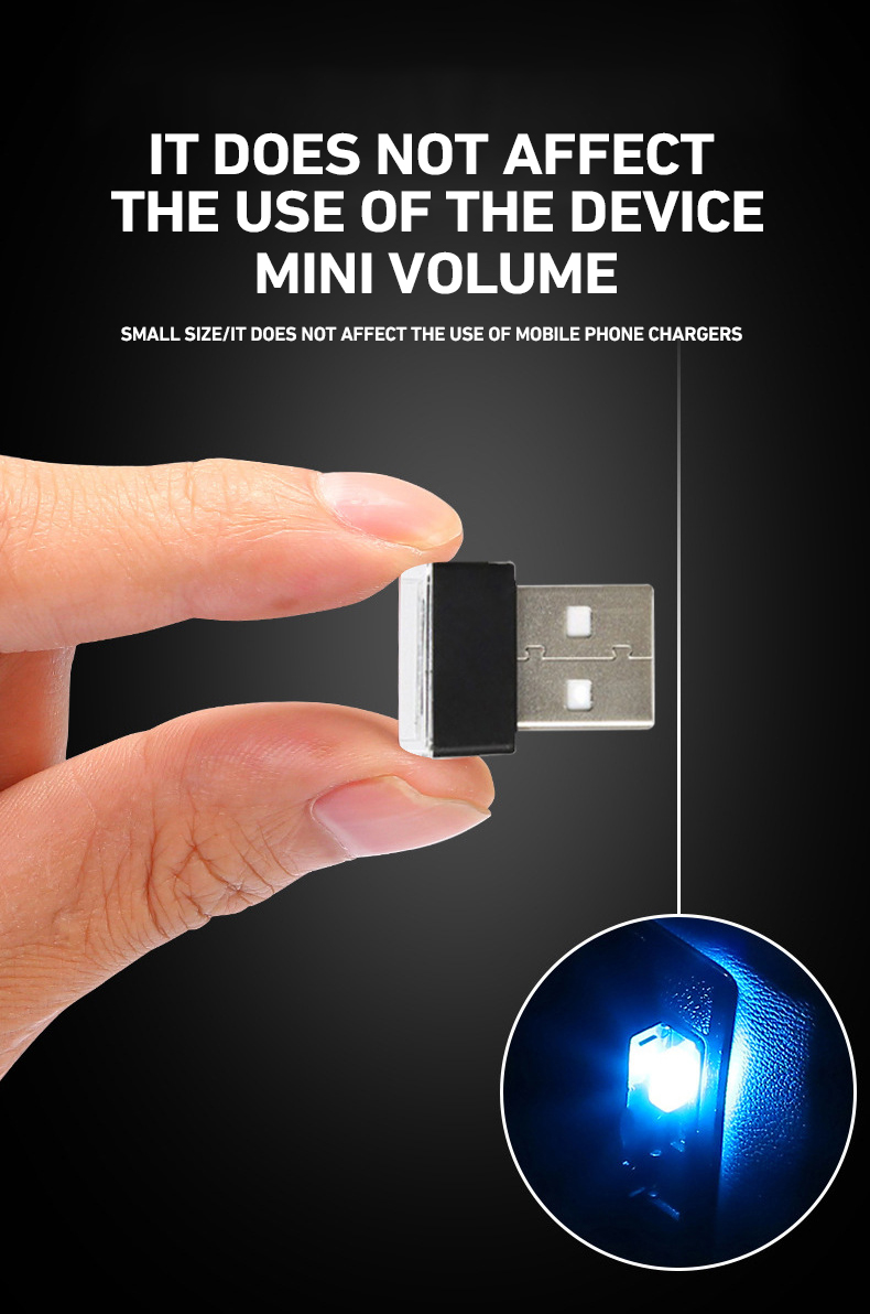 Mini luz LED para coche, luz de ambiente Interior USB, lámpara decorativa ambiental de neón, accesorios de decoración Interior de coche, 7 colores