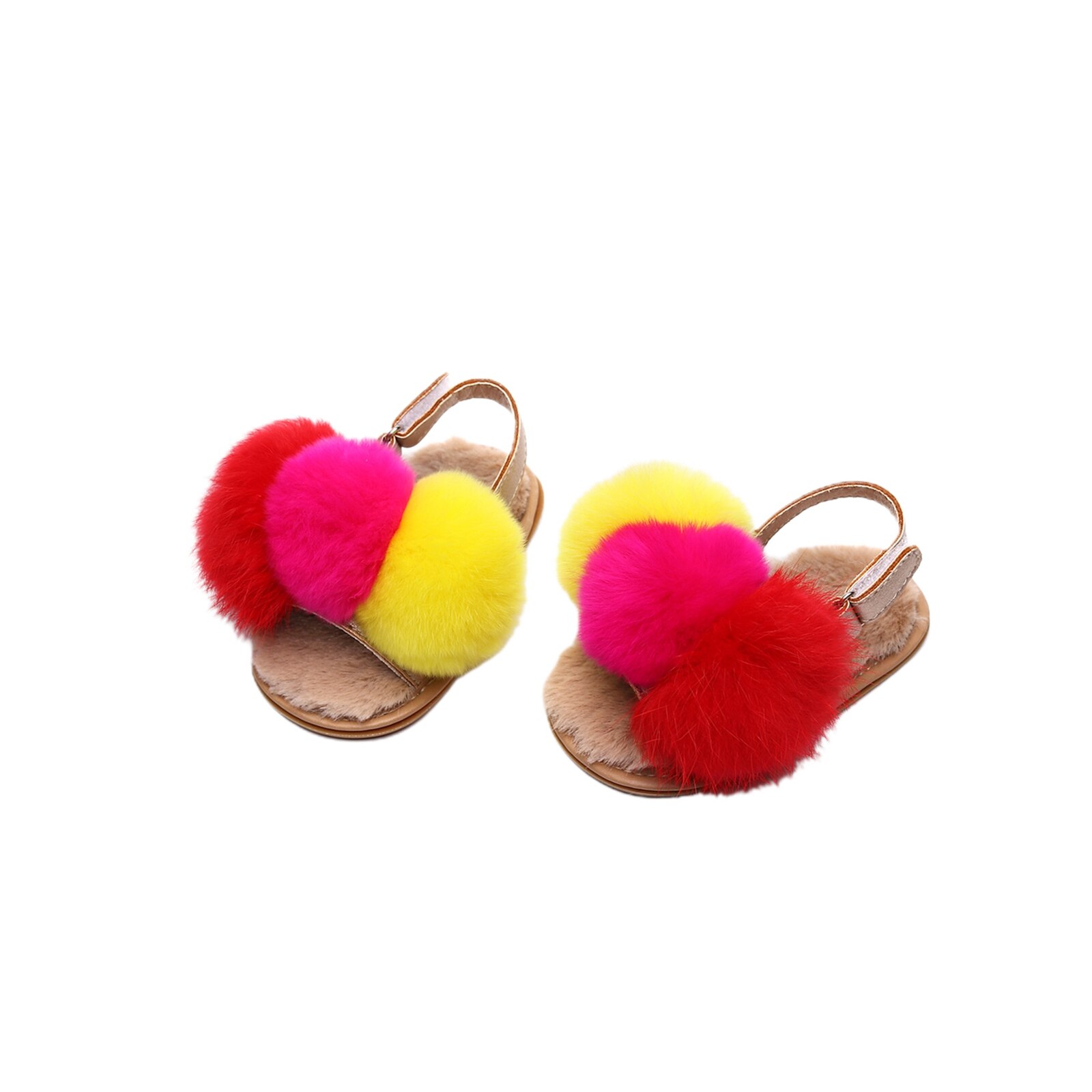 Sandales à pompons pour bébé fille, chaussures d'automne et d'hiver pour bébé, chaussures plates à semelles souples, pantoufles décontractées pour tout-petits, pré-marcheurs: Bleu / 11