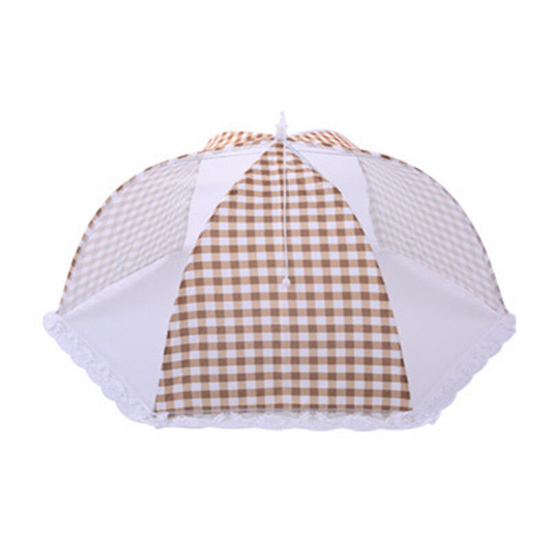 16 inch Foldable Kitchen Mesh Food Cover Round Umbrella Hygiene Grid Dish Cover Anti Fly Mosquito Dust BBQ Picnic Kitchenware: Auburn