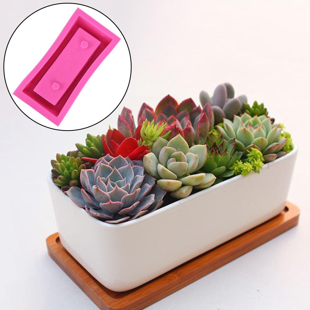 Concrete Cement Flower Pot Mold Silicone Rectangular Flower Pot Mould Garden Tool DIY Planter Vase Holder