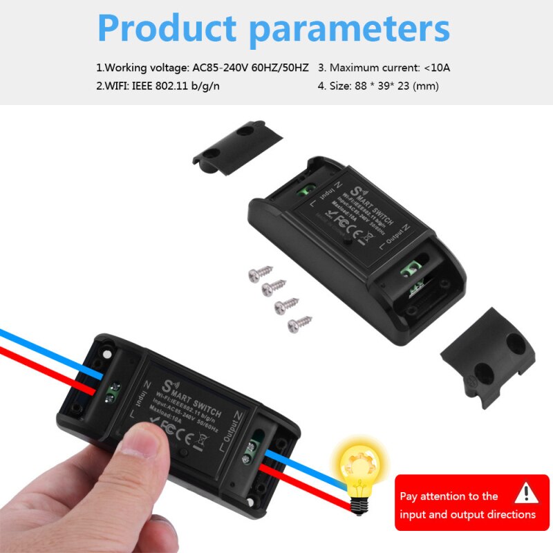 10A Tuya WiFi Smart Switch Breaker Timer Smart Home Automation For Alexa Google Home Universal Switch, Wireless Remote Control