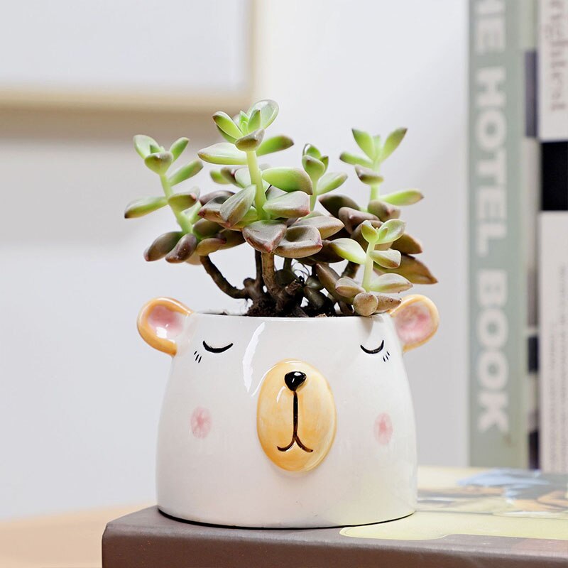 Bongwell – Pot de fleur artisanal en céramique peint à la main, joli Animal Panda, Succulent, plante verte, bassin de décoration: glazed 9