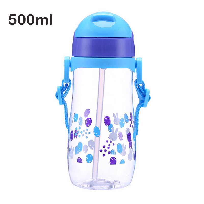 Bijgewerkt Duurzaam Baby Luier Kids Straw Cup Drinkfles Sippy Cups Met Handvatten Leuke Voeden Fles 300/500ml: 500ml Blue Sling