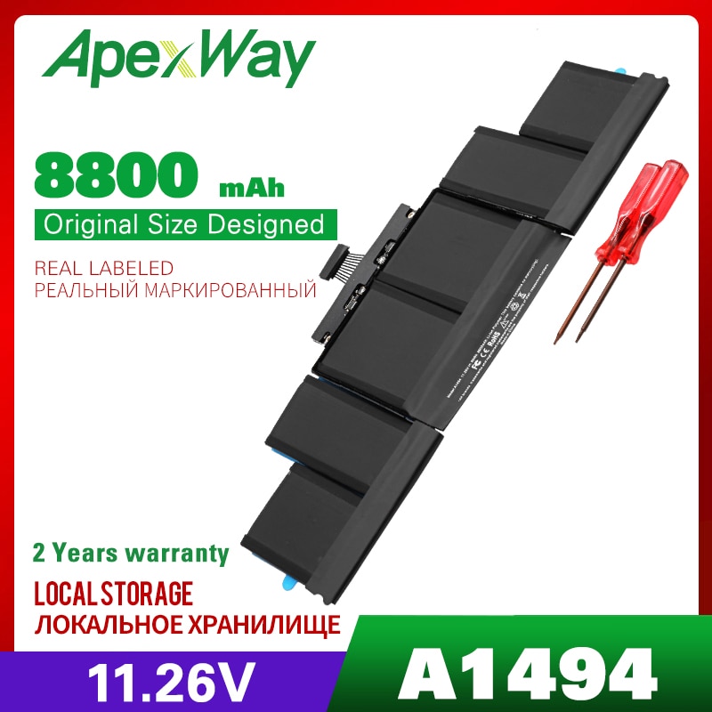 Apexway 99Wh A1494 Laptop Batterij Voor Apple Macbook Pro 15 "A1398 Retina Late & Mid ME293 ME294 schroevendraaier Batterij