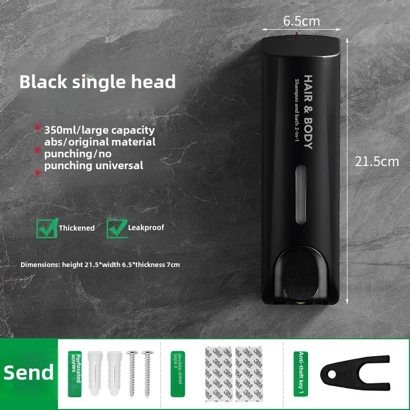 Wall-Mounted Bathroom Soap Dispenser Bottle Press No Punching Hotel Guest House Shampoo Bath Gel Box Home Decor Hardware: Transparente