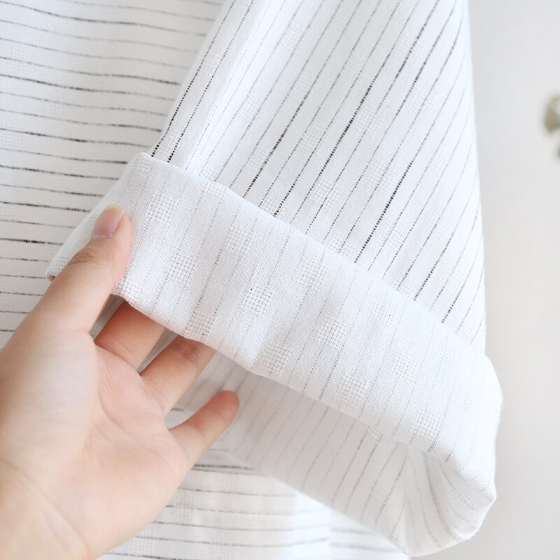 Albornoz de talla grande para hombre, bata de baño de algodón de estilo largo para primavera y verano, a rayas, vaporoso, para el hogar
