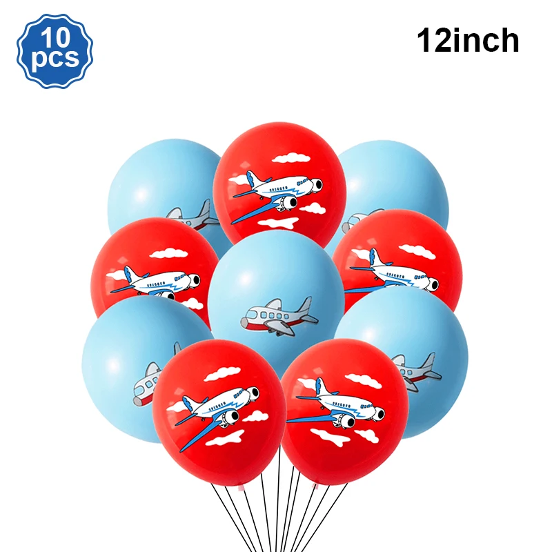 Airplane Foil Balloon Set 32in Number Balloons Banner Kids Boys Girls Airplane Birthday Decorations Aviator Baby Shower Supplies: light green