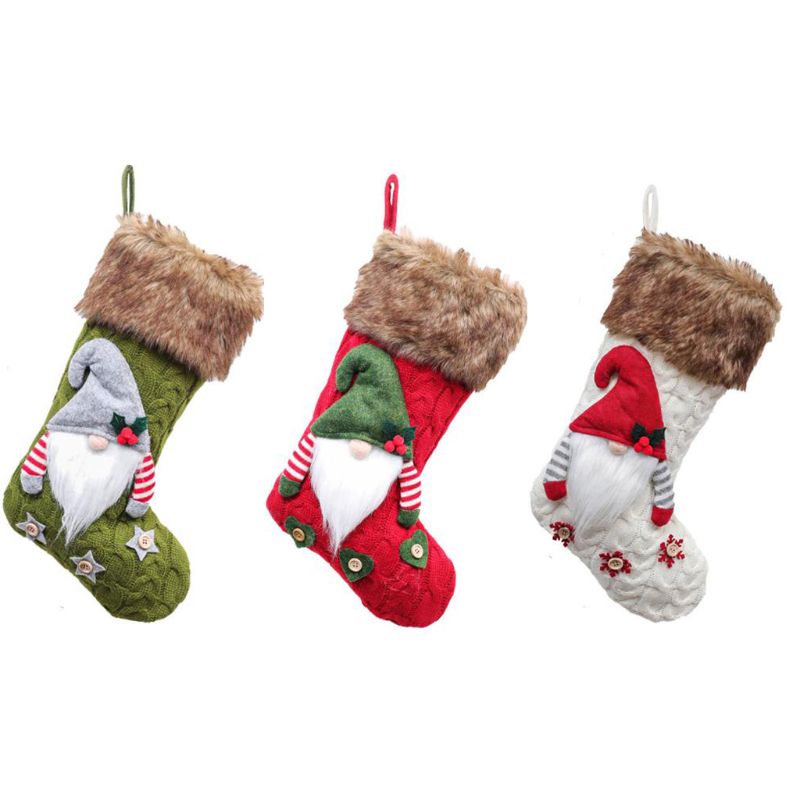3D Pluche Zweedse Gnome Kerst Kousen Sok Voor Haard Opknoping Xmas Decoraties Kerstboom Snoep Bag