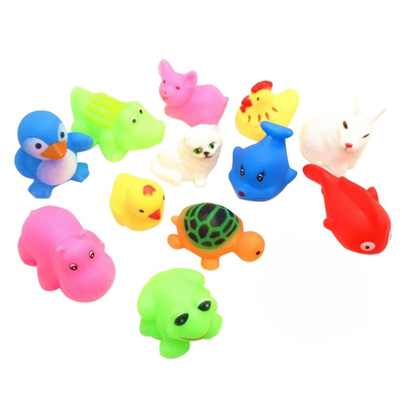 13pcs Baby Children Bathing Water Toys Summer Animal Pinching Voice Float Squeaky Animals Toy