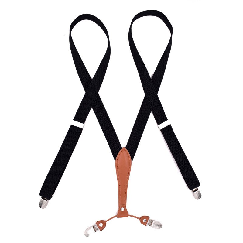 2.5cm Wide X-Shape Trouser Pants Suspenders Braces 4 Clips for Adult Women Men Boy Girl Wedding Party Event-Black Blue Red: black