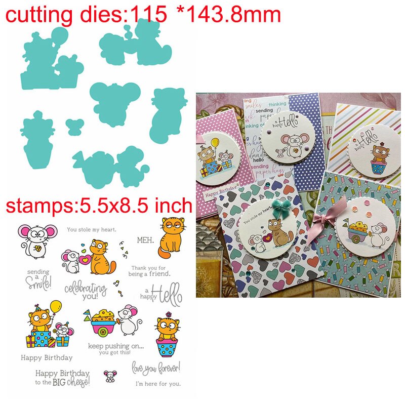 Set van 2 schattige kleine dieren (panda, kuiken, egel en zebra) met grappige sentimenten, stempel en stans voor doe-het-zelf scrapbooking: St0316 a 1 h 5616