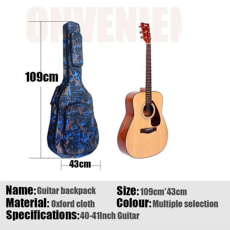 40/41 tommer guitar taske 5 mm tyk svamp soft case gig taske rygsæk 600d oxford vandtæt guitar cover sag med skulderstropper