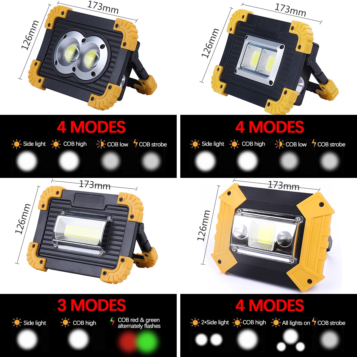 100W foco Led portátil 30000lm luz Led de trabajo súper brillante recargable para Camping al aire libre lámpara Led linterna por 18650