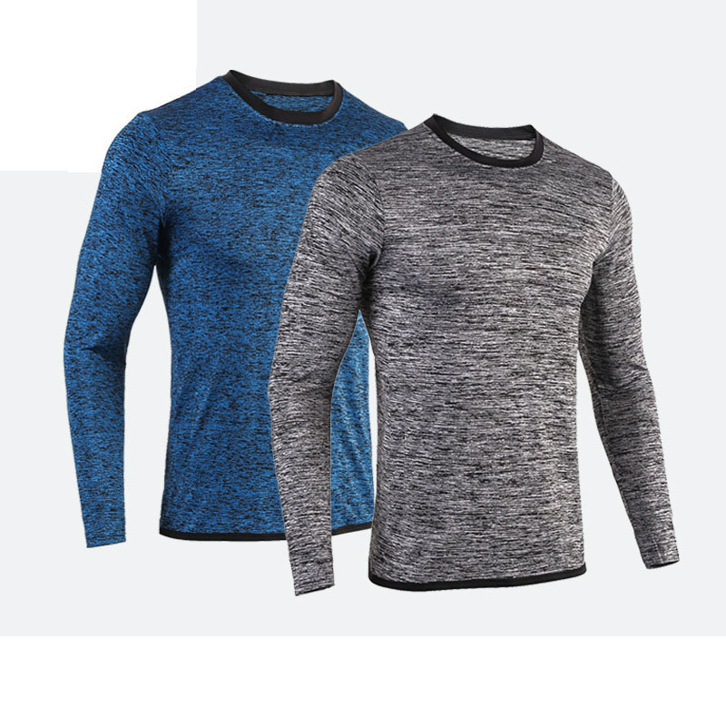 Herr t-shirt kompressionströja löpning tight träning långärmad t-shirt bodybuilding fitnesskläder torr passform t-shirt topp