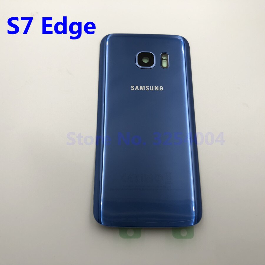 Para Samsung Galaxy S7 Edge G935 S7 G930 batería cubierta trasera carcasa de repuesto piezas de reparación + Marco de lente de cristal de la cámara del oído: S7 Edge  Blue