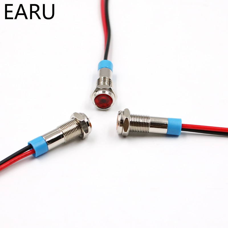 6mm LED Metal Indicator Light Waterproof Signal Lamp 3V 5V 6V 9V 12V 24V 110V 220v Red Yellow Blue Green White Pilot Seal Bulb