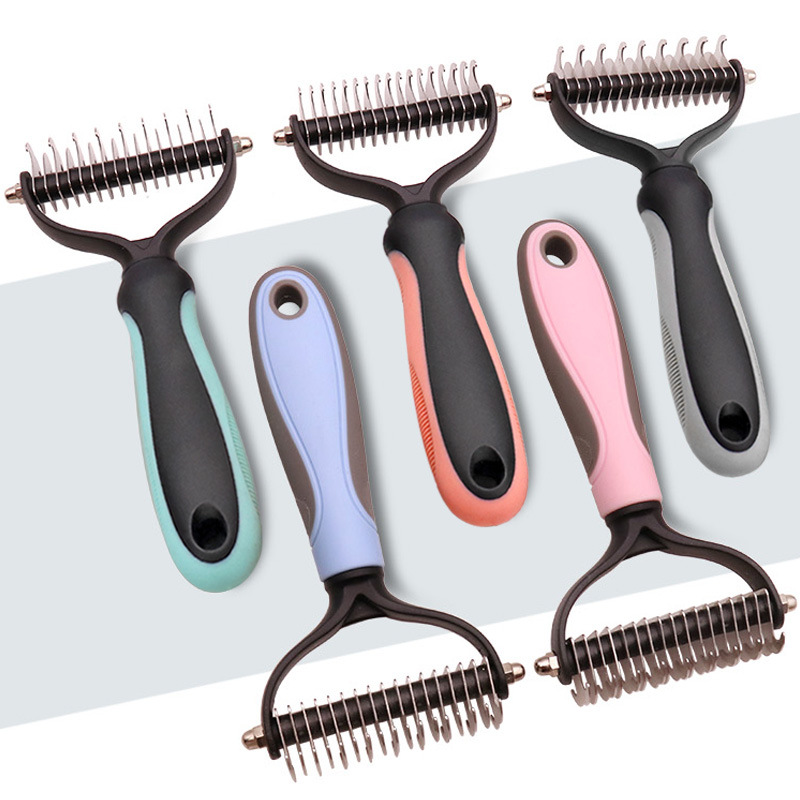 Hair Removal Comb for Dogs Cat Detangler Fur Trimming Dematting Brush Grooming Tool For matted Long Hair Curly Pet