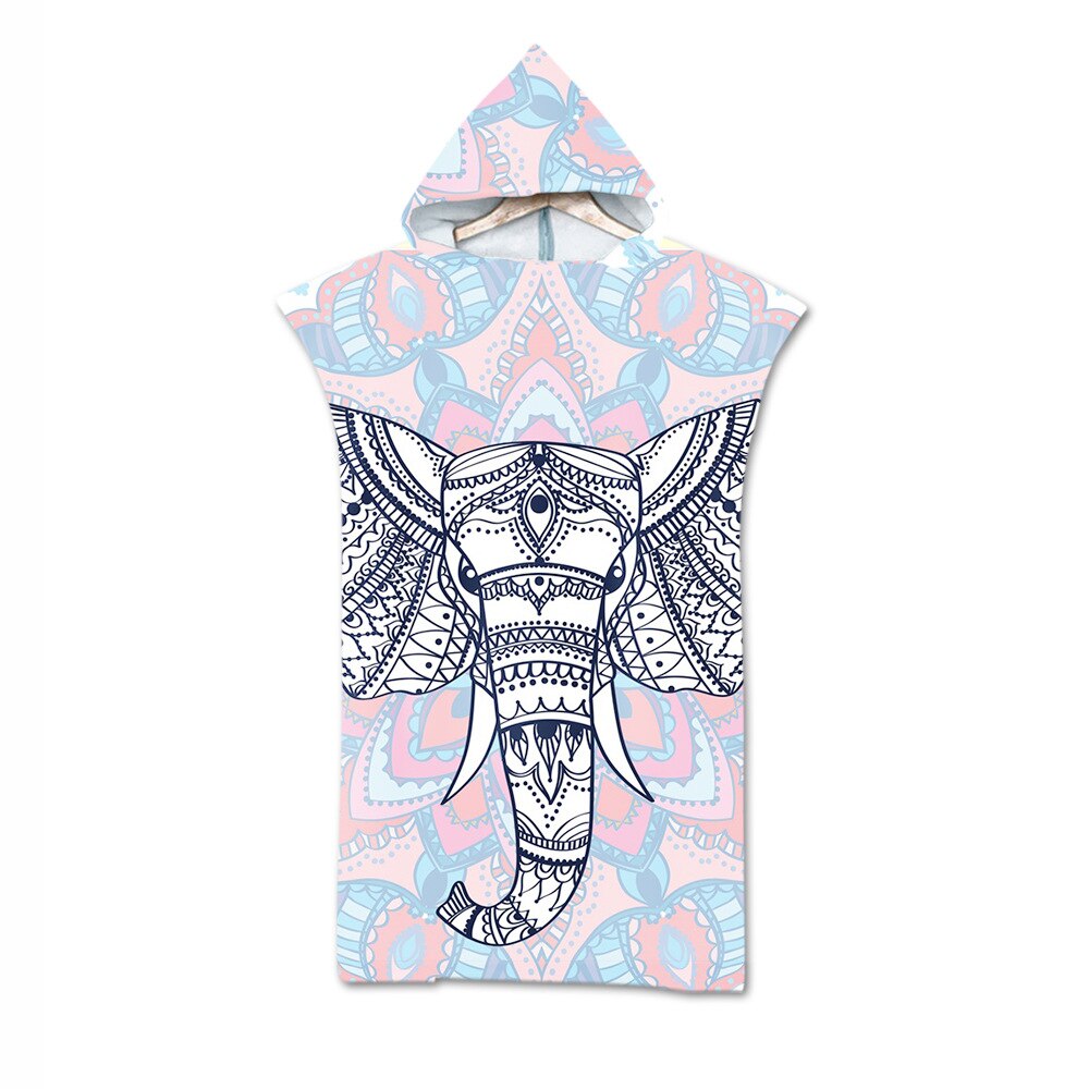 Gedrukt Olifant Volwassen Duikpak Veranderen Gewaden Poncho Hood Sneldrogend Hooded Strandlaken Absorberende Zweet-Absorberende Zwemmen gewaad: color5