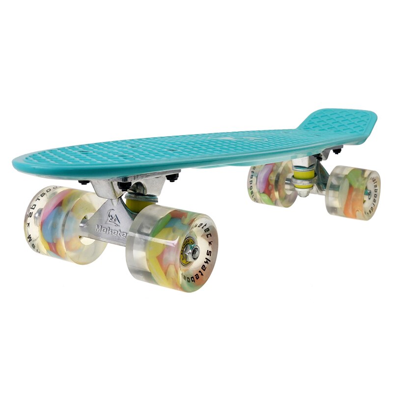 Skateboard Fishboard Longboard Mini Cruiser Four-wheel LED Flashing Scooter Board Plastic Aluminum Bracket Street Outdoor Sports: sky blue
