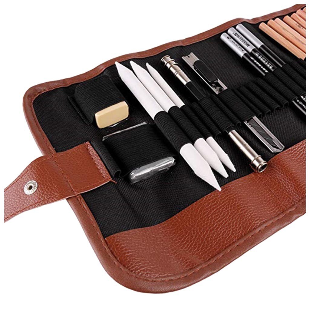 29pcs Sketch Pencil Set Sketching Drawing Kit Wood Pencil Pencil Bags For Painter School Students Art Supplies
