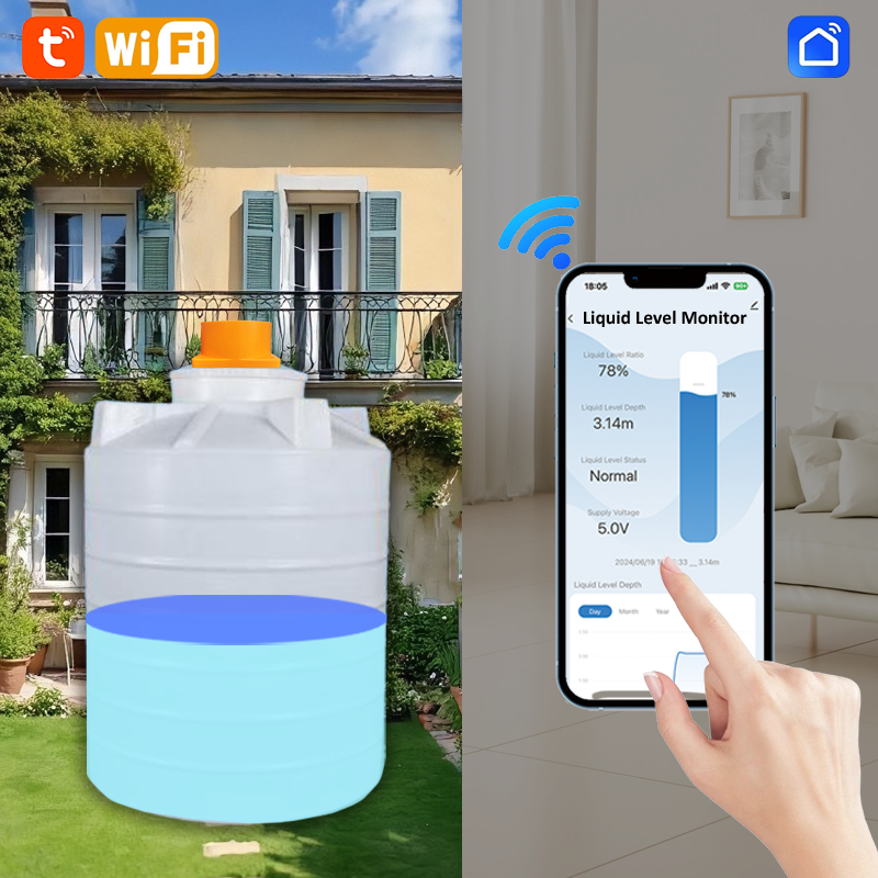 Moray me201w inteligente remoto detecção de nível do tanque smartphone sistema de alarme de água completo controlador sensor de nível do tanque de água
