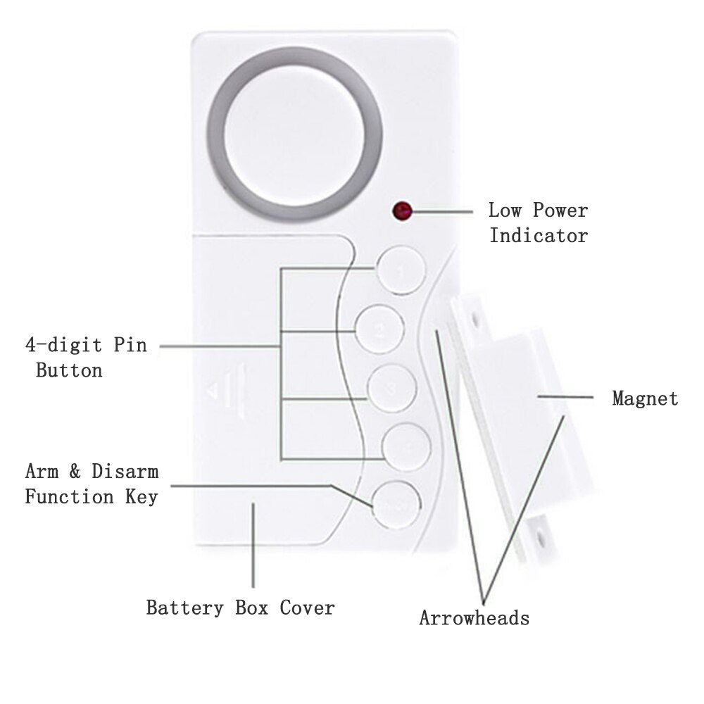 Door And Window Security Alarm Wireless Time Delay Alarm System Magnetic Triggered Door Open Chime For Home Security