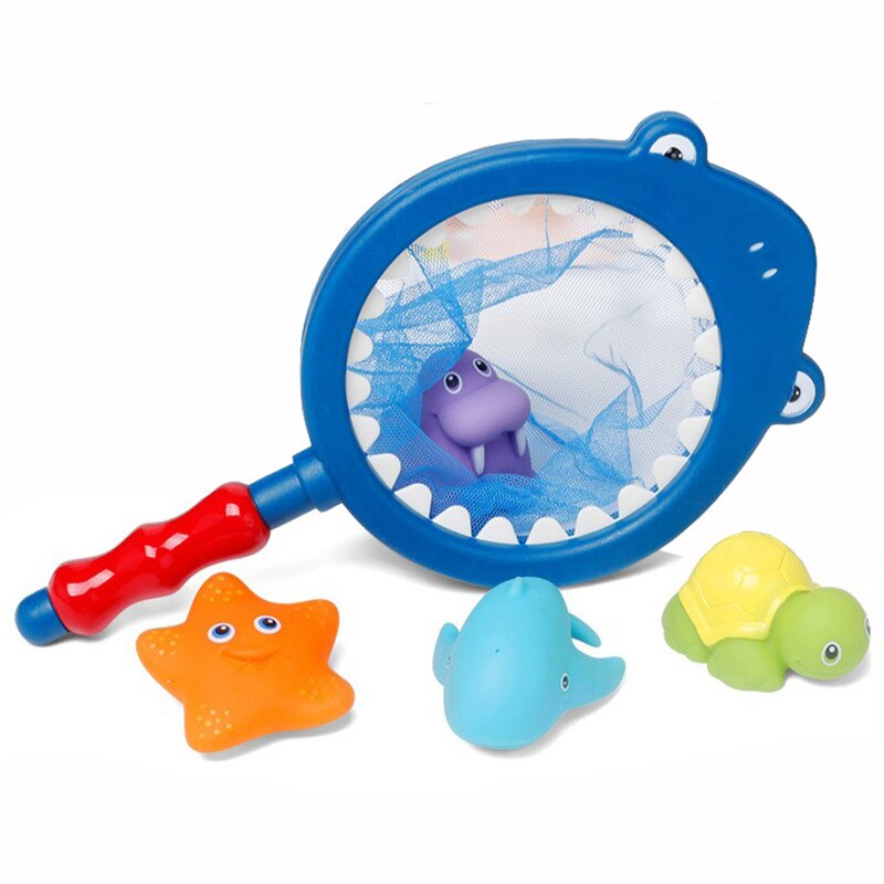 4Pcs/Set Network Bag Pick Up Cat Fish Kids Toy Child Fishing Toys Swimming Classes Summer Play Water Bath Doll Water Spray LA