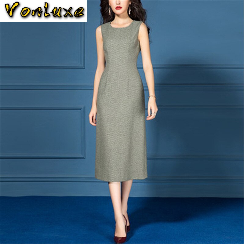 Otoño Invierno lana mujer traje ropa 2 dos piezas conjunto de manga larga Vintage chaqueta vestido Offce trabajo de dama femenina