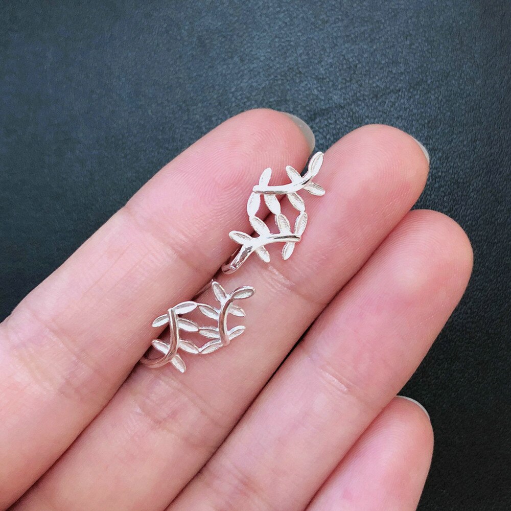 MoBuy Leaves 925 Sterling Silver Hoops Women Earrings Simple Nature Style Boutique Jewelry MBEY071