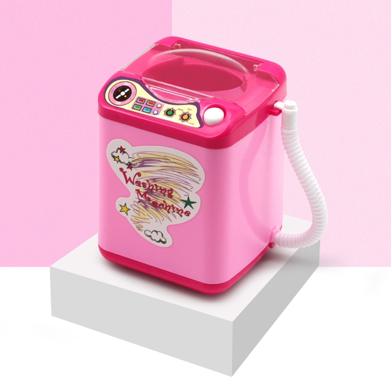 Mini Simulation fille jouer semblant électrique mignon poudre cosmétique bouffée Machine à laver pinceaux de maquillage nettoyant rondelle outil