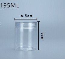 Botellas Vacías pequeñas de plástico transparente para alimentos, envases de condimentos, tarro transparente, almacenamiento para el hogar, 100ML, 150ML, 50 unidades: 195ML 50PCS