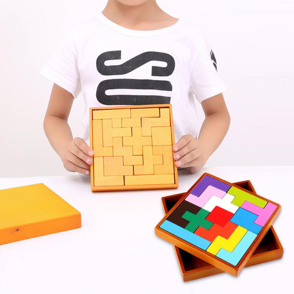 13Pcs Houten Blok Brain Teaser Puzzel Vroege Educatief Speelgoed Kids Pre-School Kleurrijke 3D Puzzel Tangram math Speelgoed