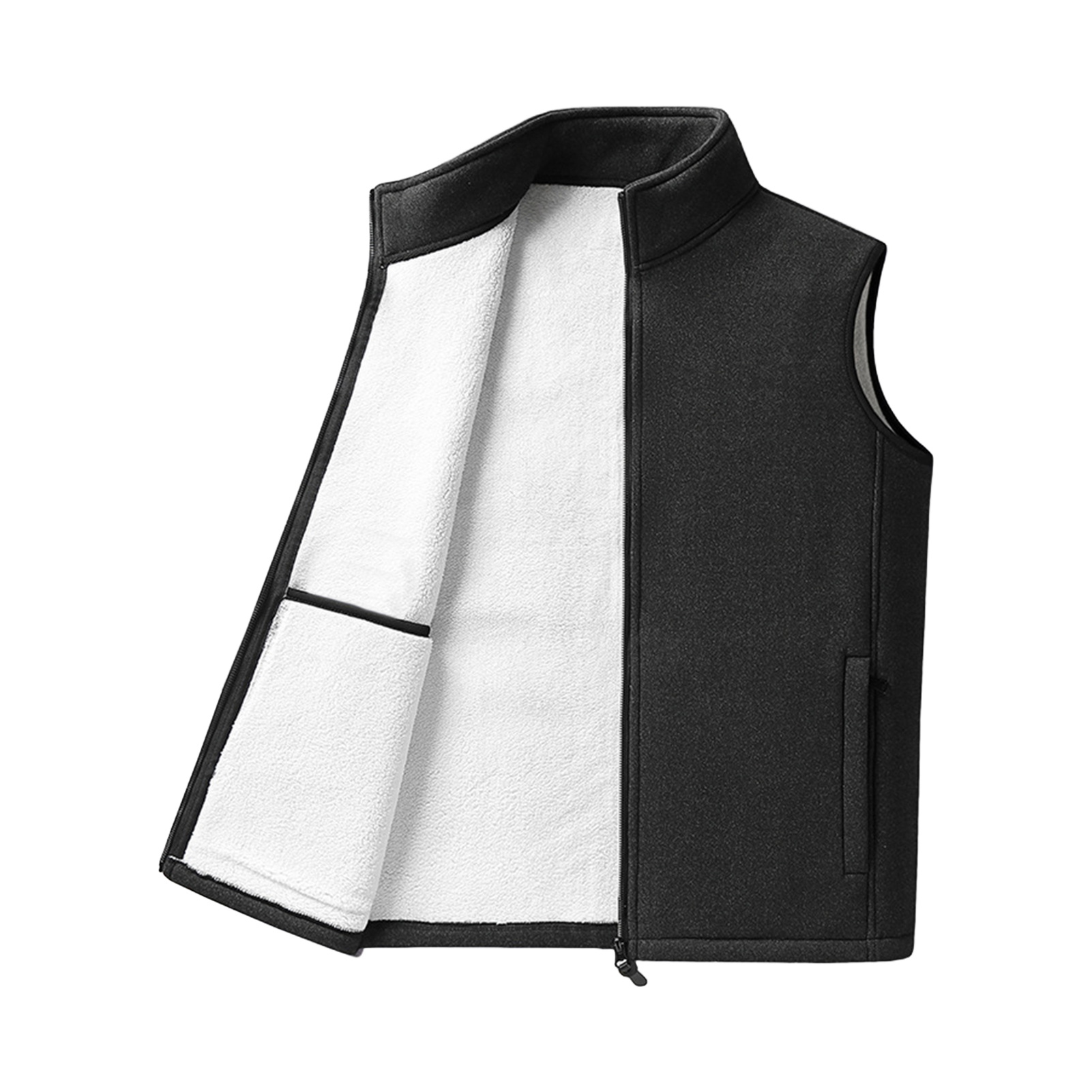 Heren Polar Fleece Vesten Outdoor Vest Unisex Multi-pocket Warm Winddicht Winter Nieuw Wandelen Ski Cargo Vest: 4G / zwart