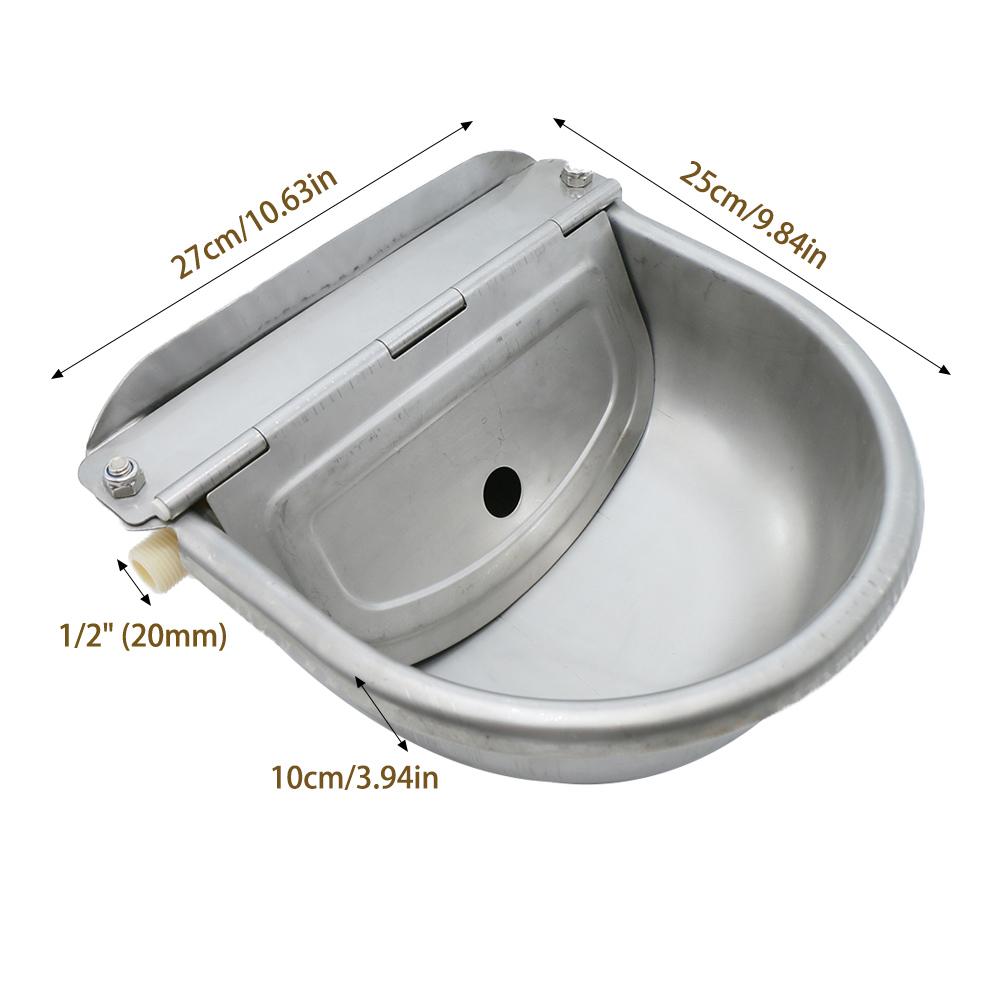 4L 304 Stainless Steel Water Trough Horses Goats Sheep Pig Float Bowl Automatic Waterer Dog Drinking Bowl Cattle Tool Bull Acces