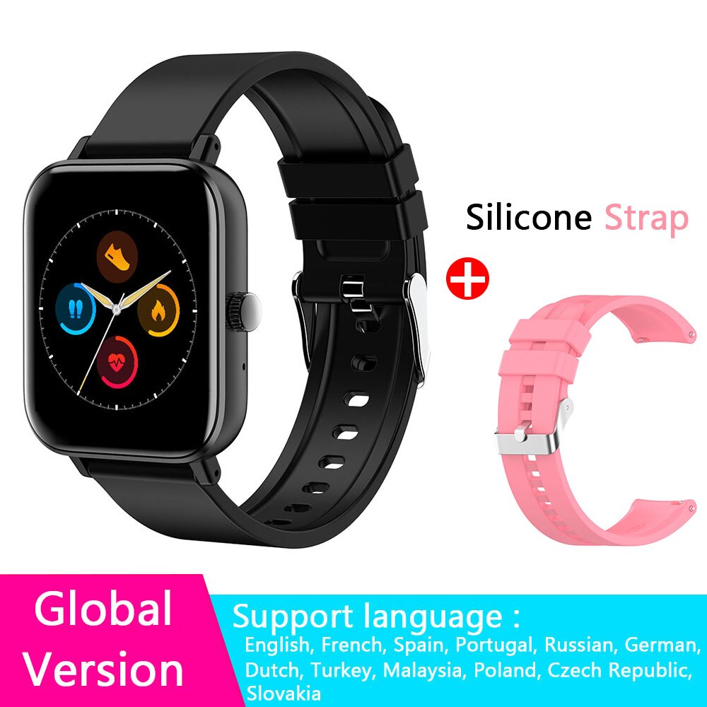 Smartwatch Men Bluetooth Call 1.72inch Full Touch Fitness Tracker Blood Pressure Clock Women Smart Watch for Xiaomi PK GTS Band: Set Silicone E