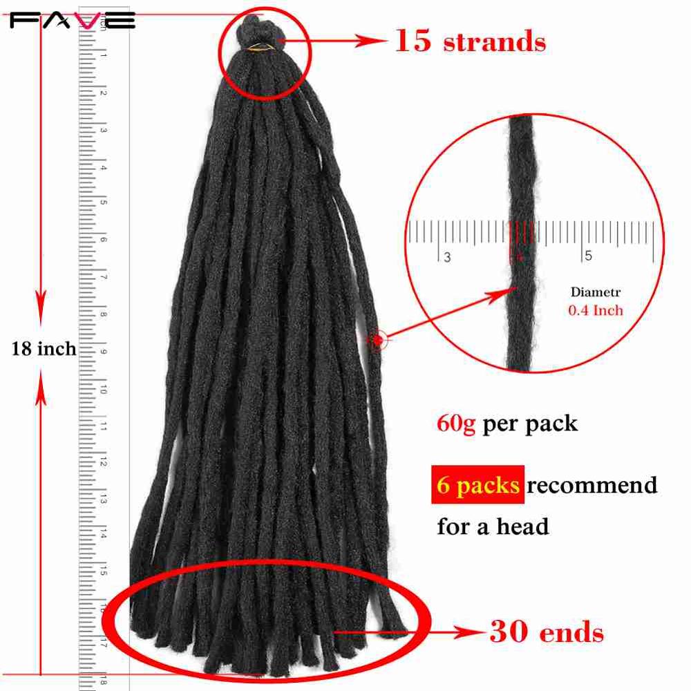 FAVE Synthetische Faser Dreadlocks Natürliche Schwarz Haar Erweiterungen Für afro Frauen/Männer 18 Zoll Häkeln Twist Flechten Haar Stück