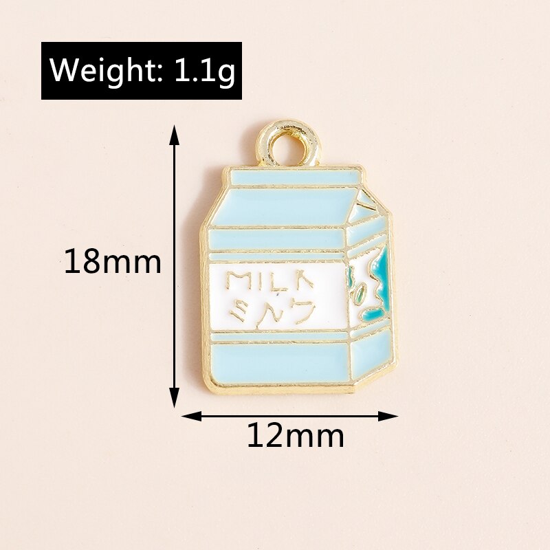 10 Uds 18*12mm lindo esmalte leche encantos para la fabricación de la joyería Diy alimentos encantos colgante para collar llavero haciendo Accesorios