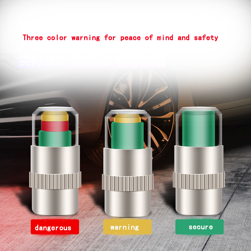 4 stuks autobandenspanningsindicator bandenspanningsmeter indicator alert monitoring ventieldop sensor externe klepdetectie