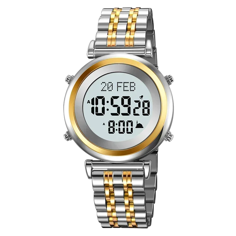 Skmei 2139 Staal Moslim Azan Digitaal Horloge Heren Achterlicht Waterdicht Polshorloge Gebed Qibla Kompas Wekker Horloge 1861: Rose