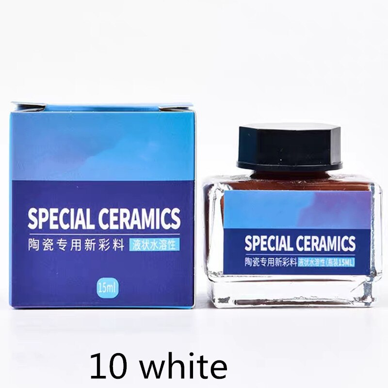 15ML Ceramic Pigment Overglaze Color Water-soluble Pigment Low Temperature Firing DIY Ceramic Painting Material Artists Craft: 10-White