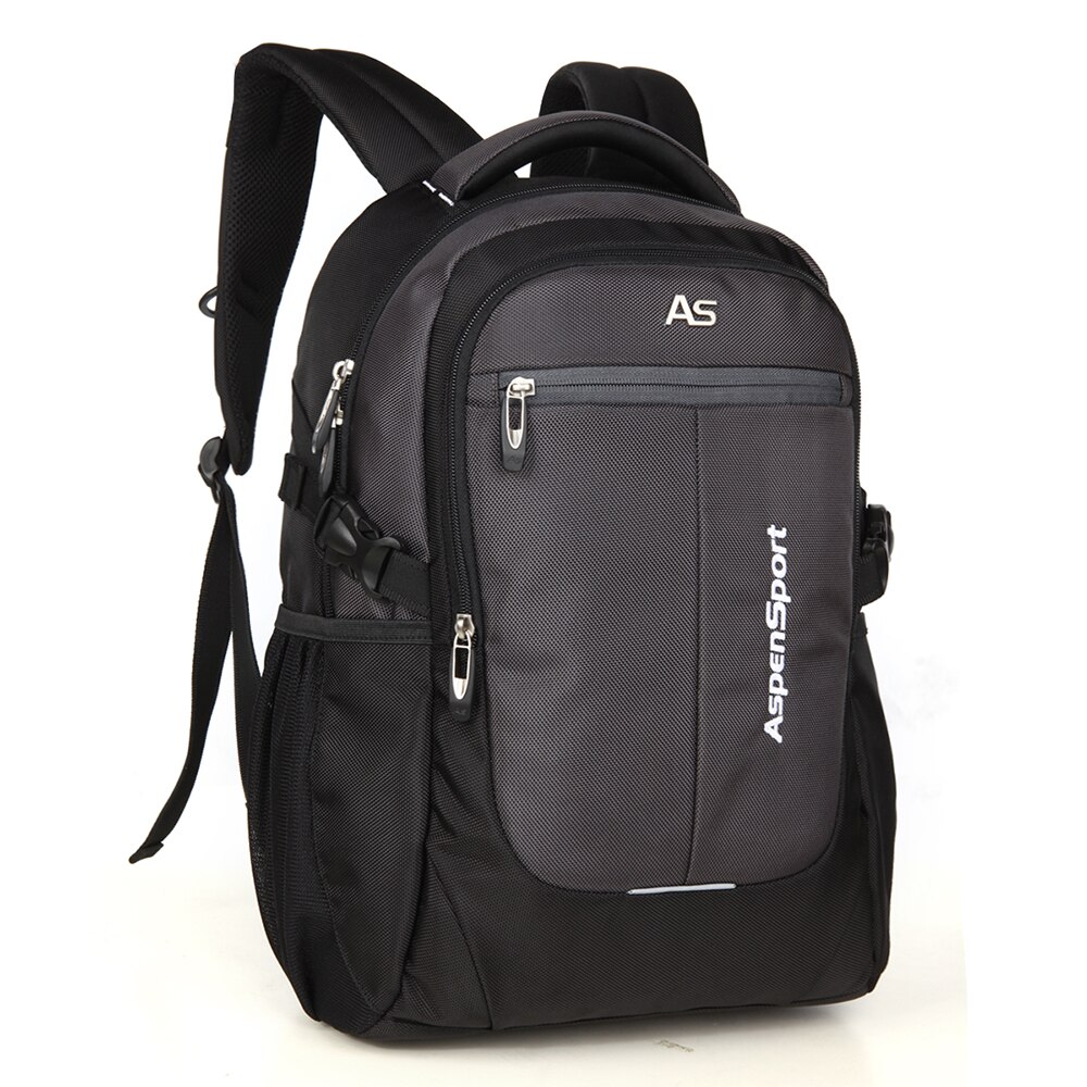 AspenSport-mochila para portátil para hombre, apta para Notebook de 17 pulgadas, mochila escolar resistente al agua, mochila de viaje: Grey / 15 pulgadas