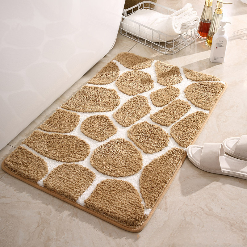 Modern Microfiber Bathroom Bath Mat Water Absorption Toilet Rugs Washing Machine Wash Basin Floor Carpet Thick Bathroom Doormat: khaki / 50x80cm