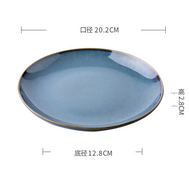 Retro ceramic tableware household dishes, dishes, steak dishes, rice bowls, soup bowls, noodle bowls, Nordic solid color Western: C
